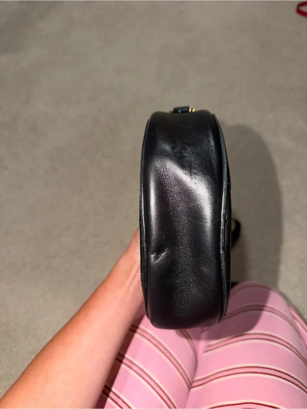 Tory Burch Black Quilted Leather Round Crossbody with Gold Logo